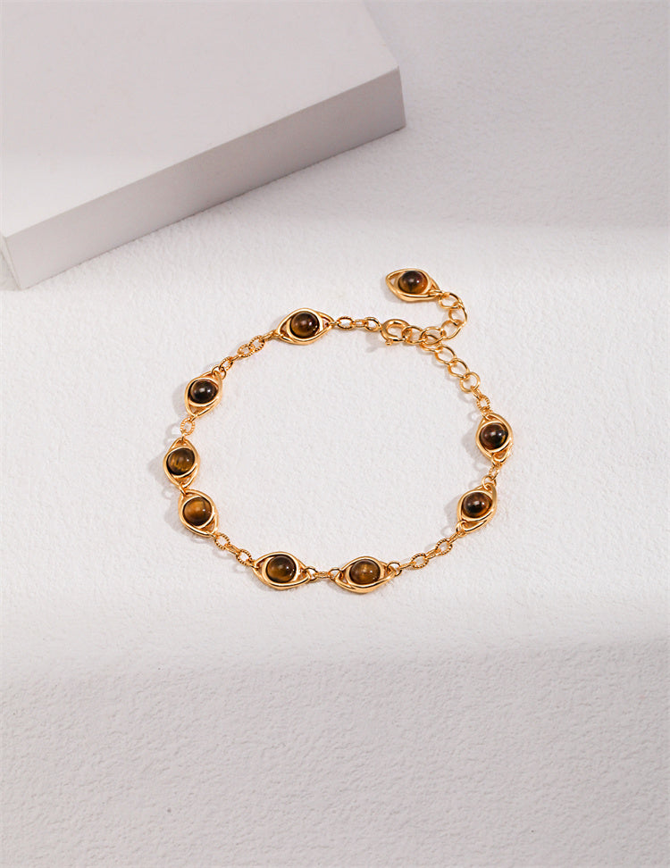 S925 Silver Tiger Eye / Lapis Lazuli Bracelet