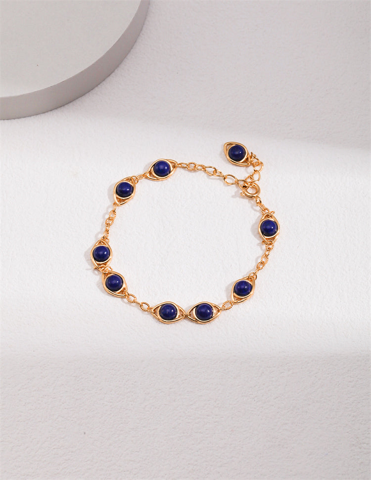 S925 Silver Tiger Eye / Lapis Lazuli Bracelet