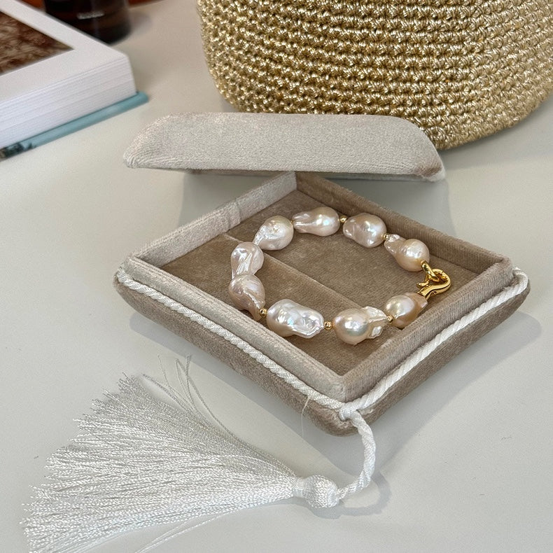 Natural Large Baroque Pearl Bracelet – Iridescent Mermaid Tail Beads