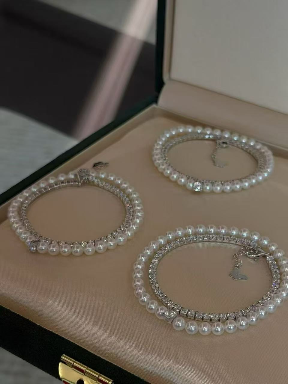 Freshwater Pearl & Zircon Bracelet Set Layered Jewelry Bracelet