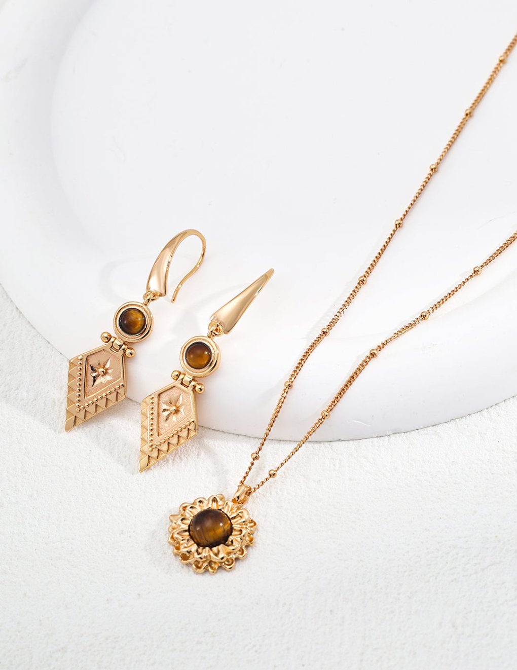 S925 Vintage Tiger's Eye Drop Earrings