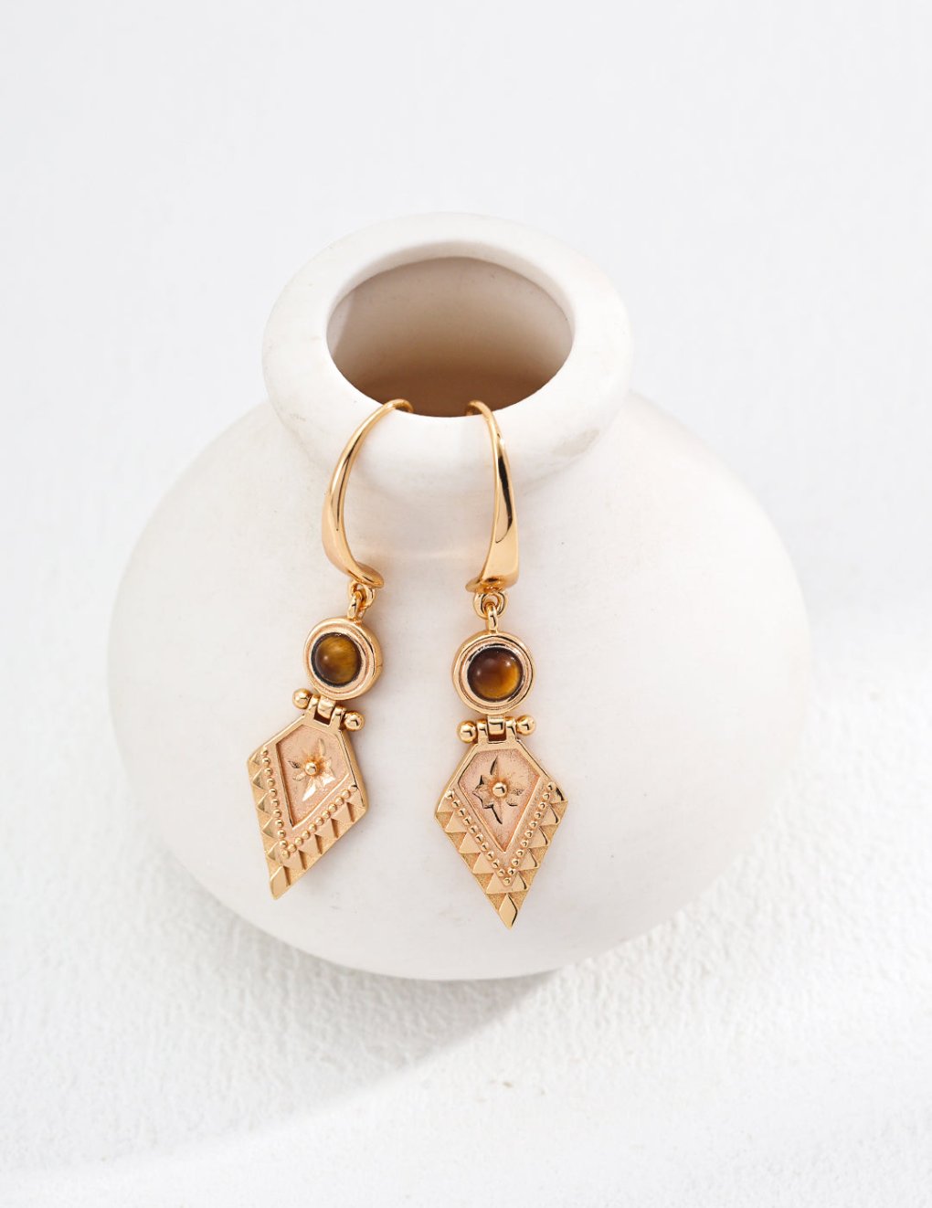 S925 Vintage Tiger's Eye Drop Earrings