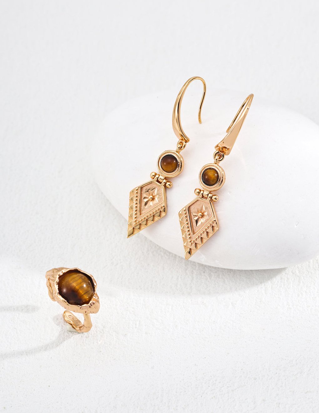 S925 Vintage Tiger's Eye Drop Earrings