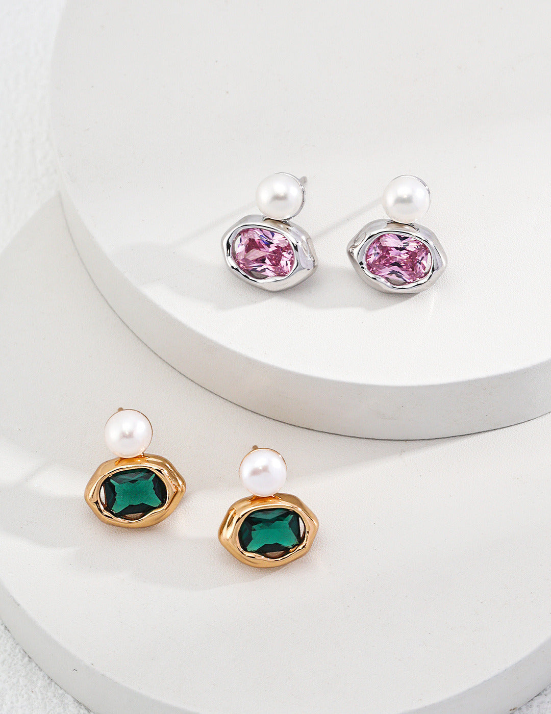 Pearl Sparkly Zircon Earrings
