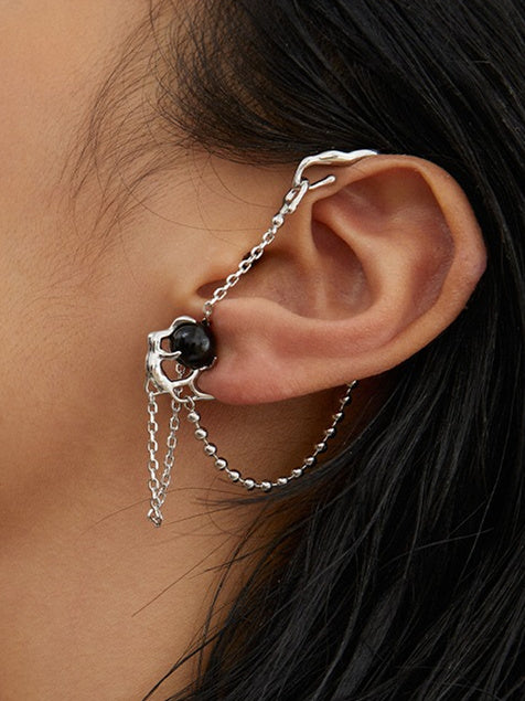 Boucles d'oreilles et manchettes d'oreilles en argent sterling et agate | Deux styles en un (vendus à l'unité)