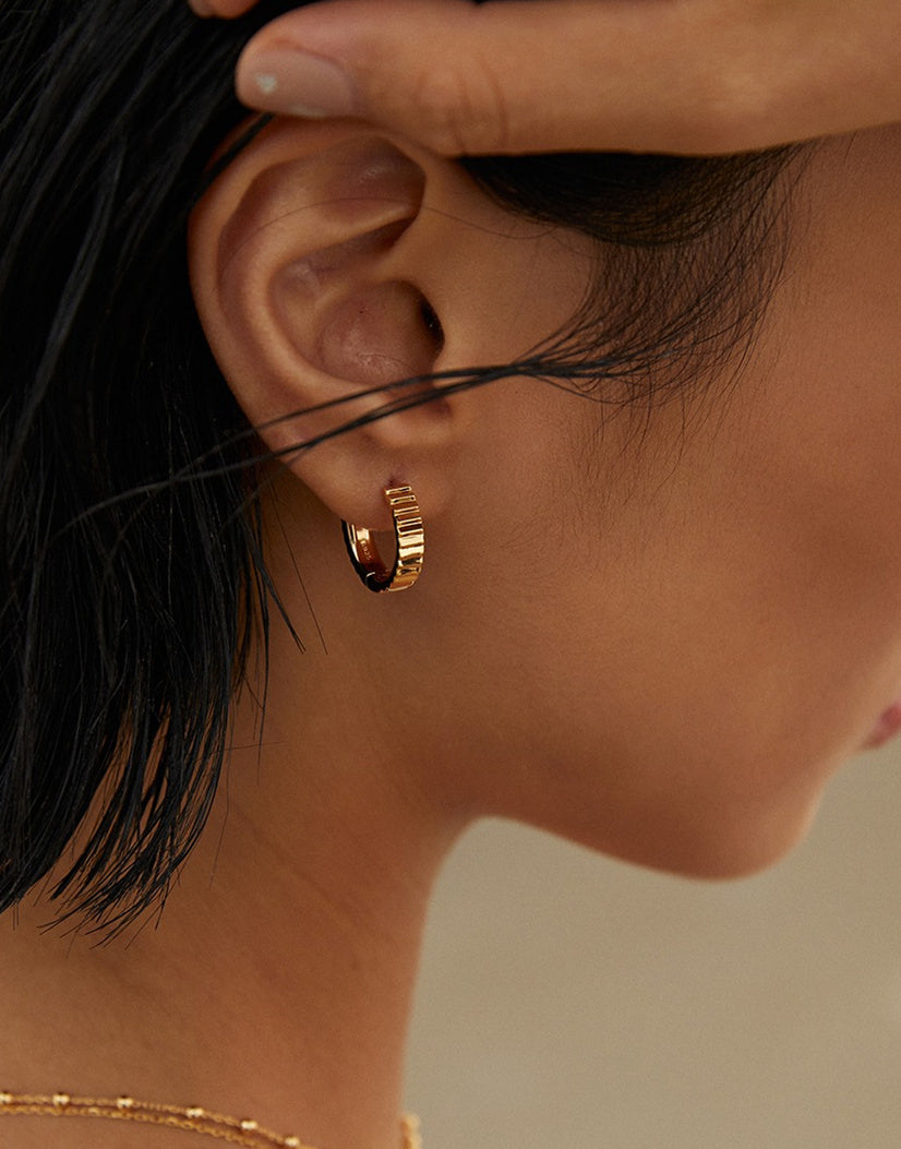 S925 Silver Minimalist Gear Round Hoop Earrings