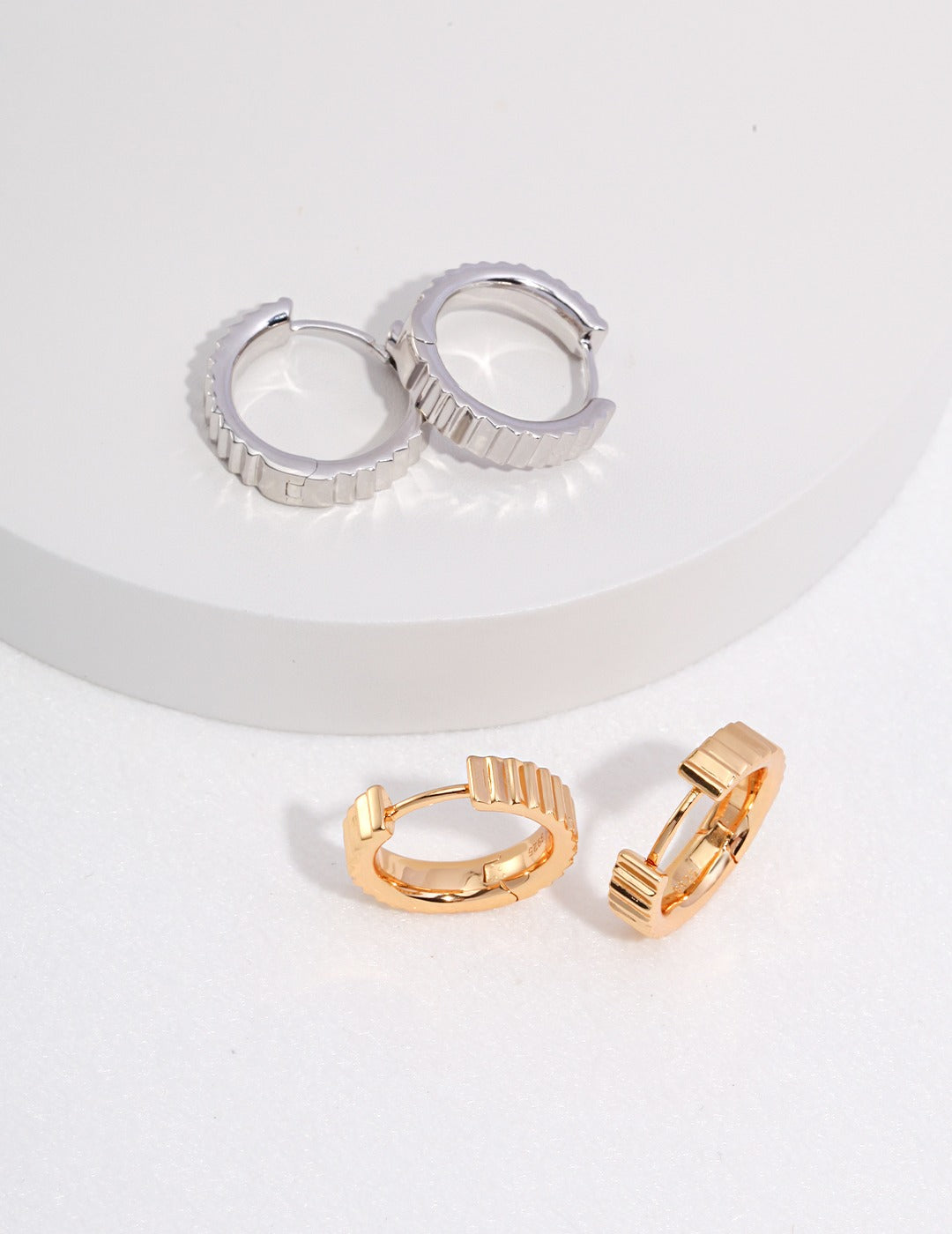 S925 Silver Minimalist Gear Round Hoop Earrings