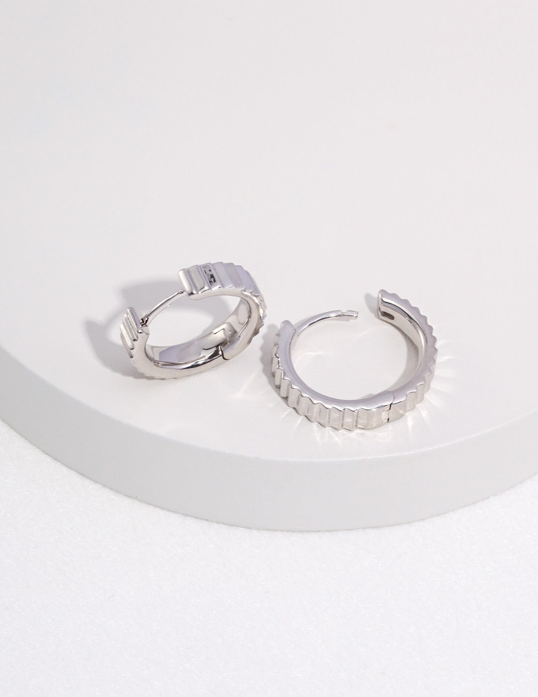 S925 Silver Minimalist Gear Round Hoop Earrings