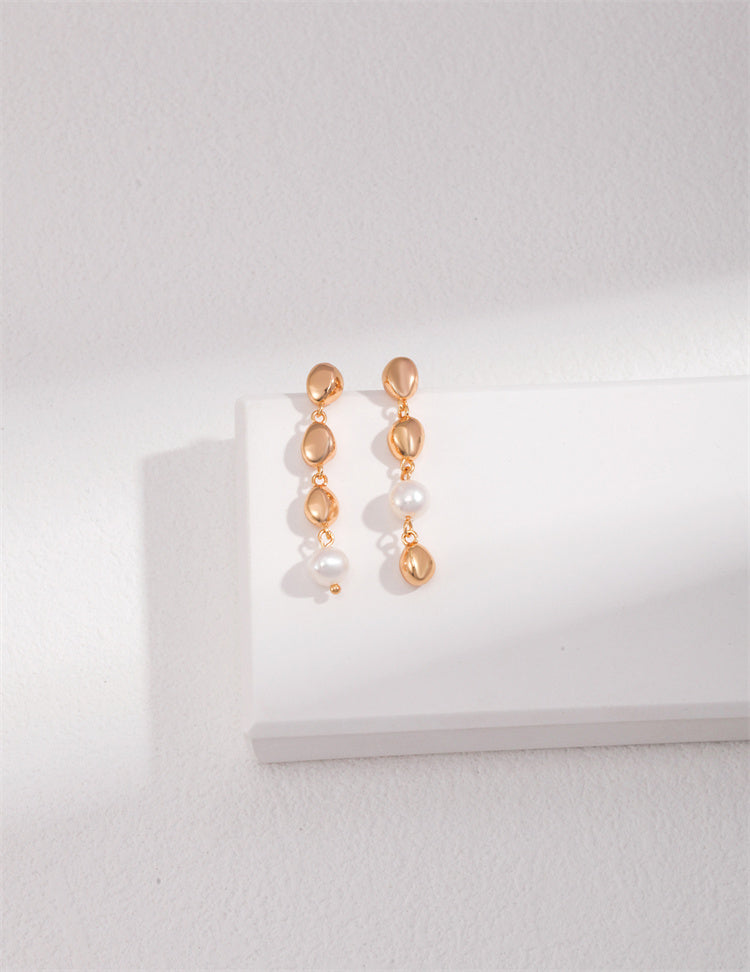 Boucles d'oreilles pendantes en argent S925 avec perles pour soirées ou mariages