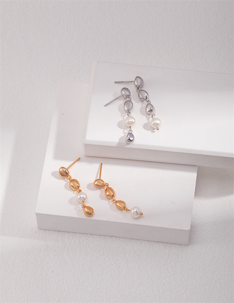 Boucles d'oreilles pendantes en argent S925 avec perles pour soirées ou mariages