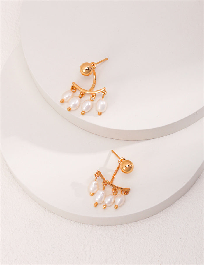 S925 Silver Natural Rice Pearl Drop Earrings – Detachable Stud Design