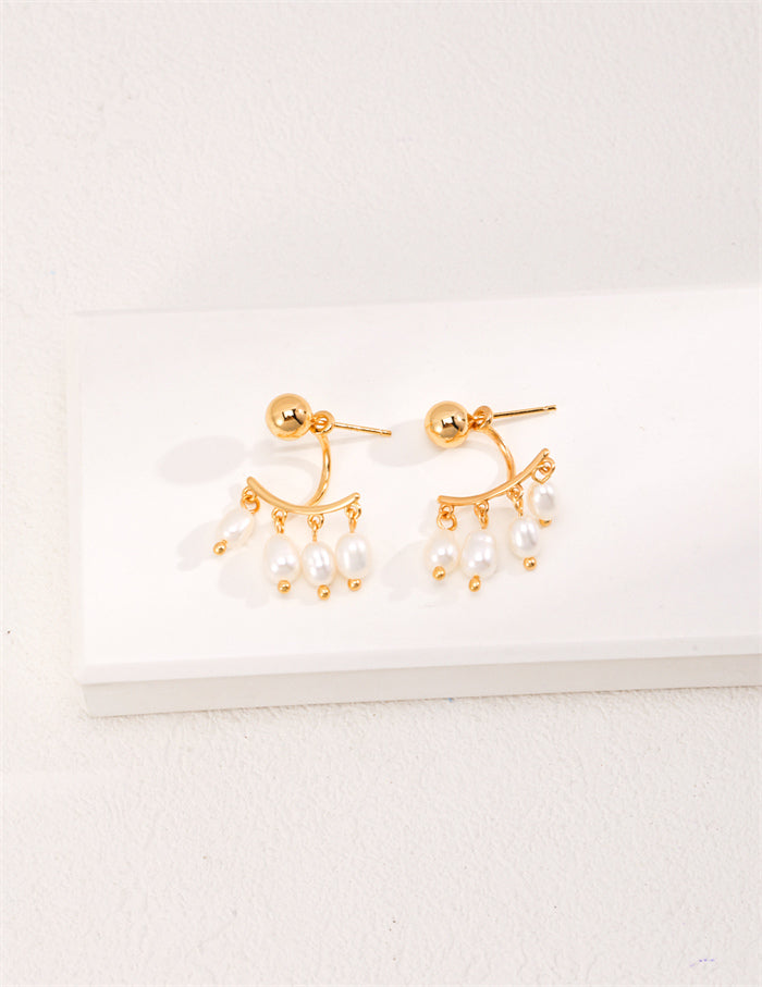 S925 Silver Natural Rice Pearl Drop Earrings – Detachable Stud Design