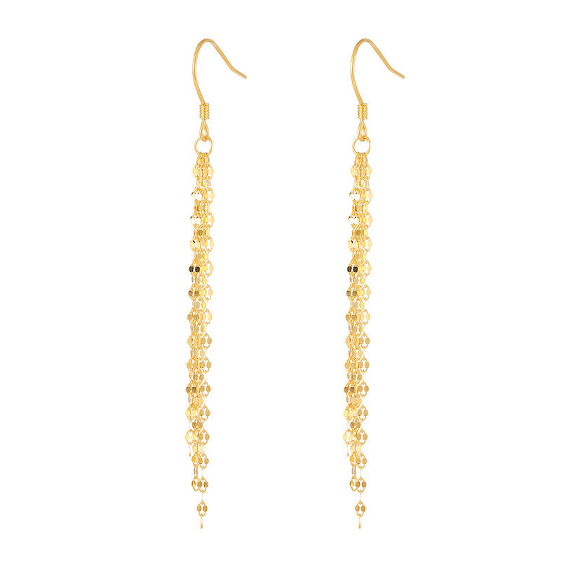 S925 Sterling Silver Long Tassel Sparkling Earrings