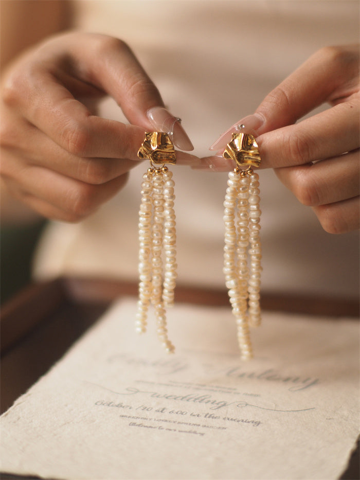 Vintage Baroque Freshwater Pearl Beaded Drop Earrings
