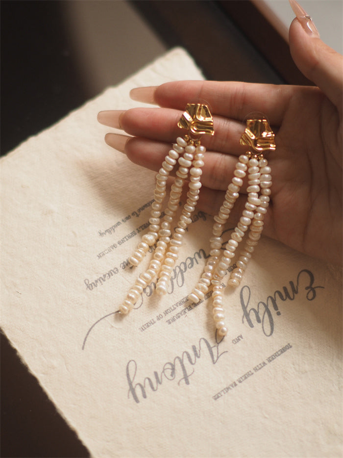 Vintage Baroque Freshwater Pearl Beaded Drop Earrings