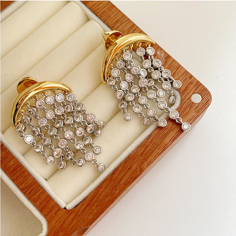 Zircon Tassel Drop Earrings