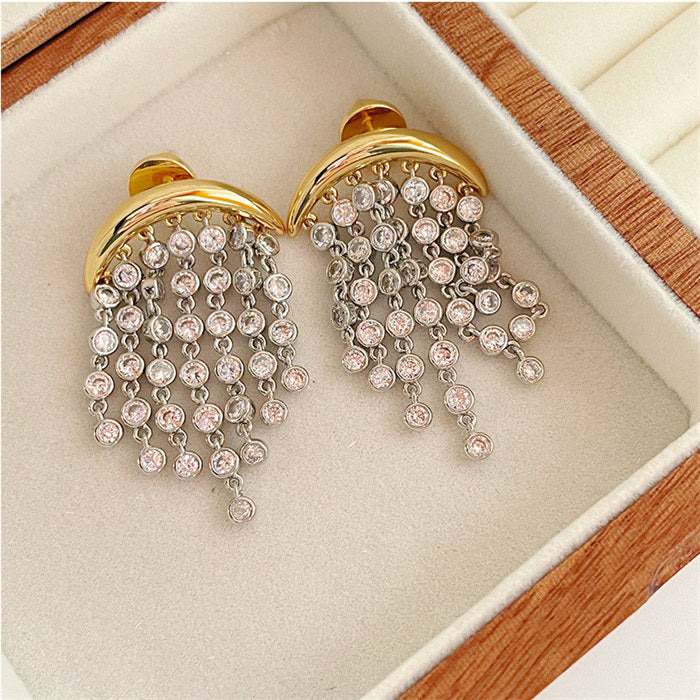 Zircon Tassel Drop Earrings