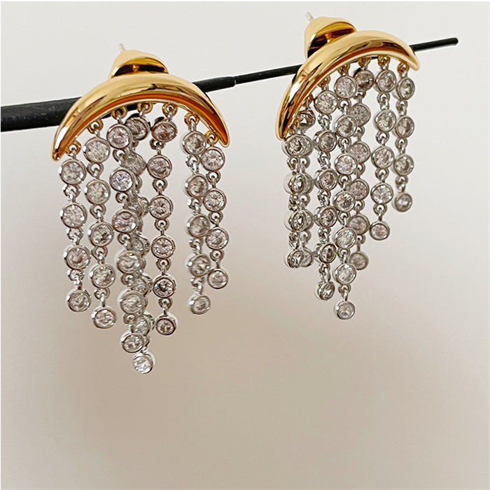 Zircon Tassel Drop Earrings