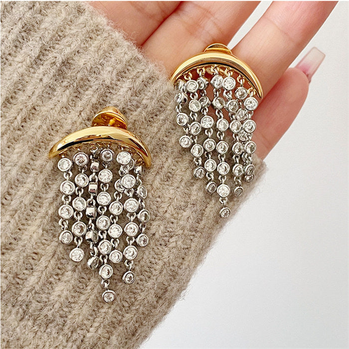Zircon Tassel Drop Earrings