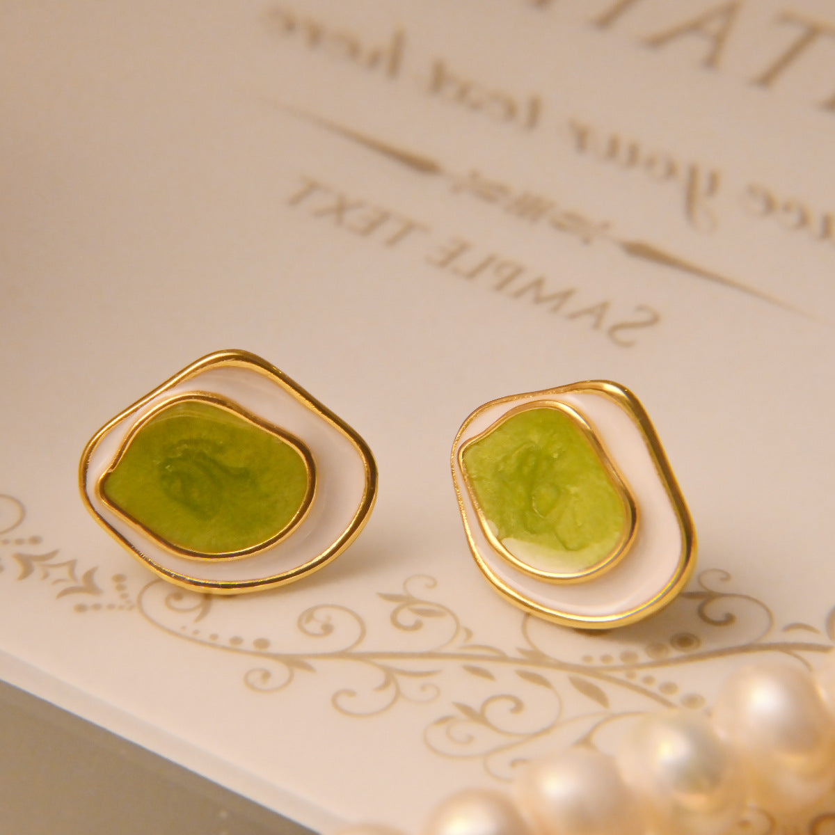 Sage Enamel Stud Earrings