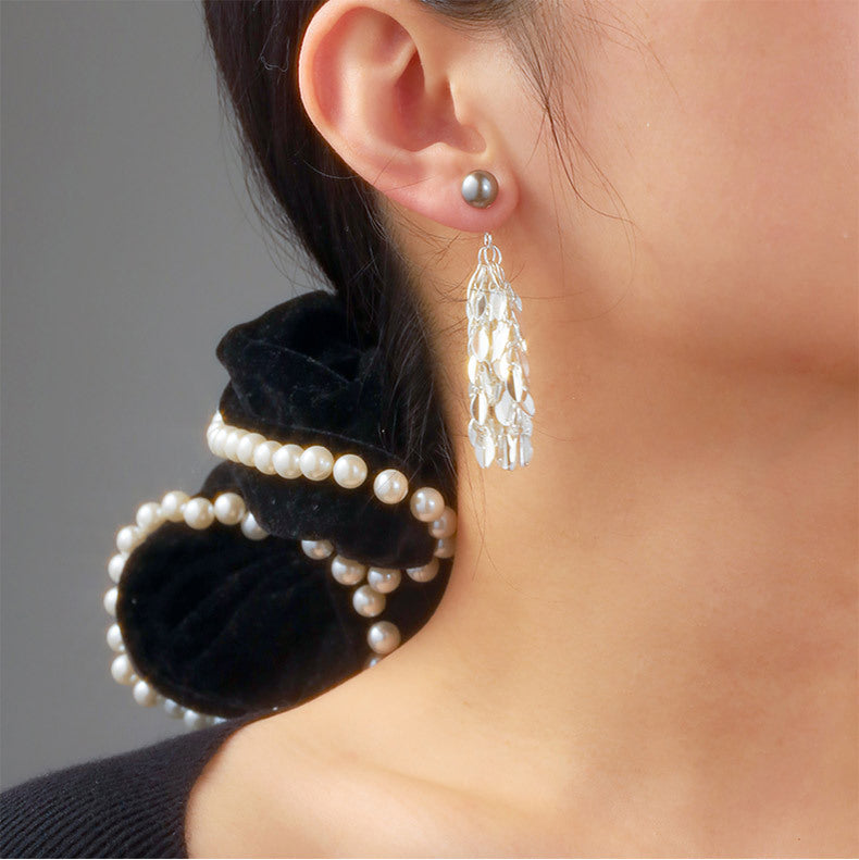 Elegant Tassel Pearl Drop Earrings - 925 Sterling Silver
