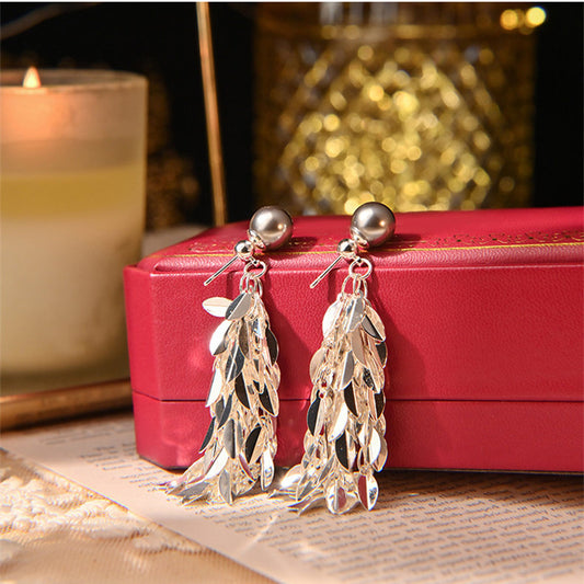 Elegant Tassel Pearl Drop Earrings - 925 Sterling Silver
