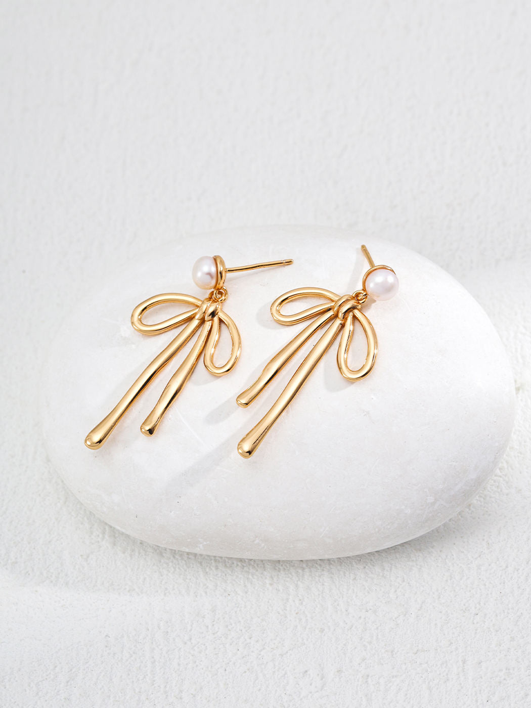 S925 Bowknot Pearl Drop Earrings
