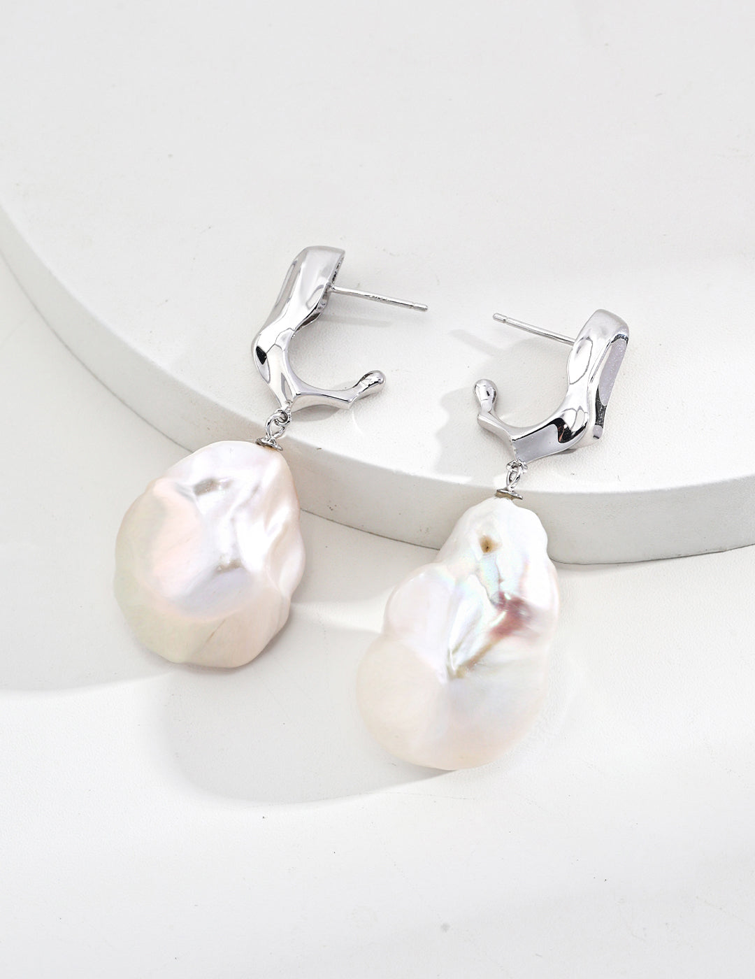 Baroque Pearl Drop Earrings – Irregular Natural Pearls, 925 Sterling Silver