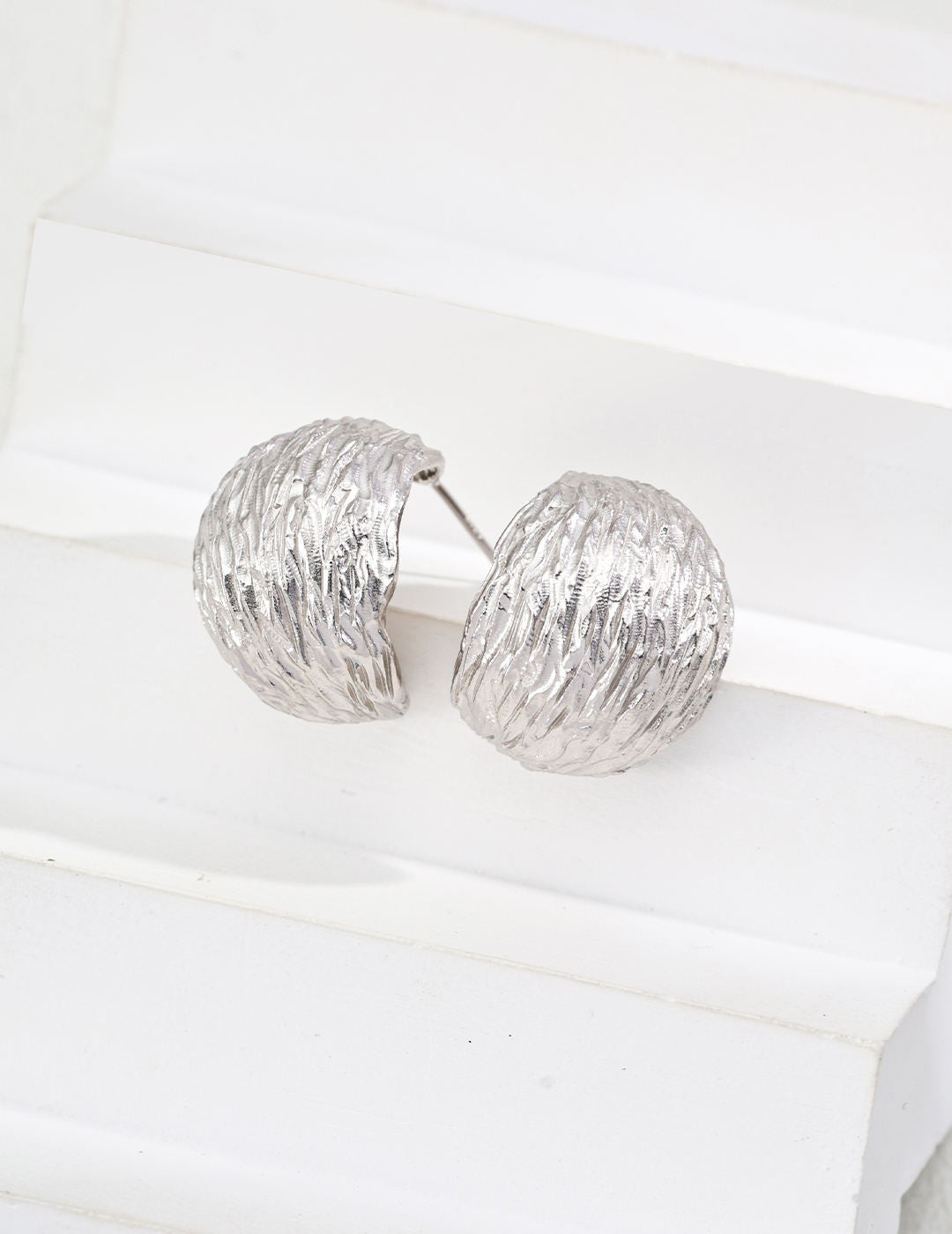 Vintage Inspired Textured Stud Earrings – 925 Sterling Silver