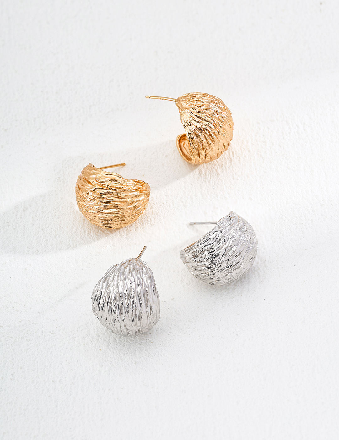 Vintage Inspired Textured Stud Earrings – 925 Sterling Silver