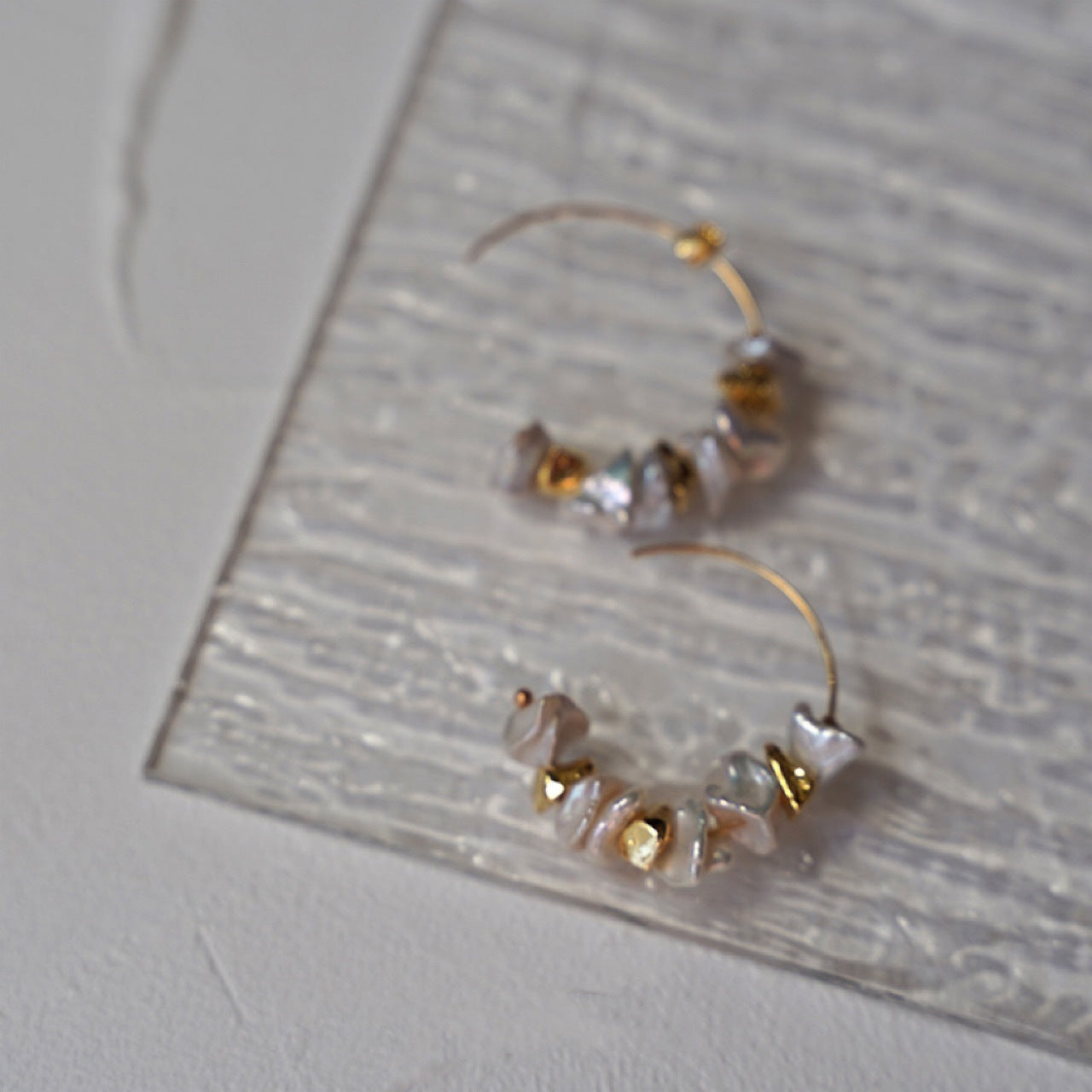 Baroque Pearl Earrings with Silver Flakes & Gold Beads for Travel, Dates & Parties