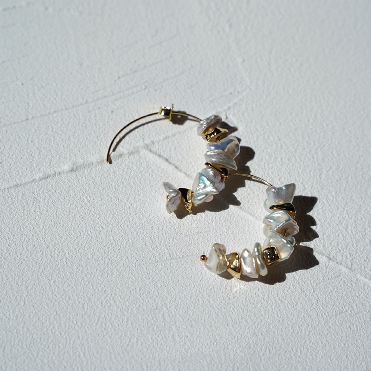 Baroque Pearl Earrings with Silver Flakes & Gold Beads for Travel, Dates & Parties