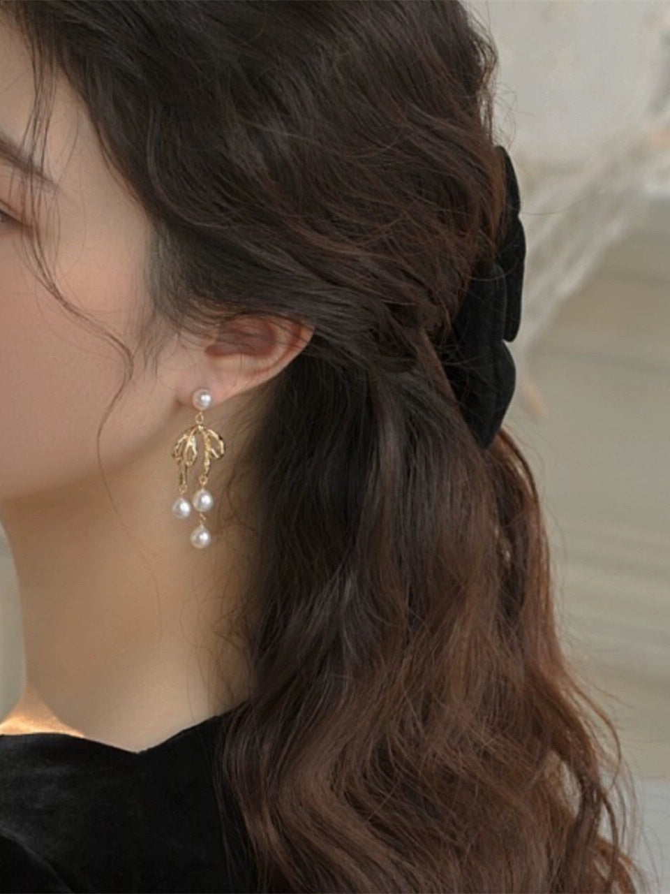 Baroque Freshwater Pearl Bow Drop Earrings for Dailywear/Gift