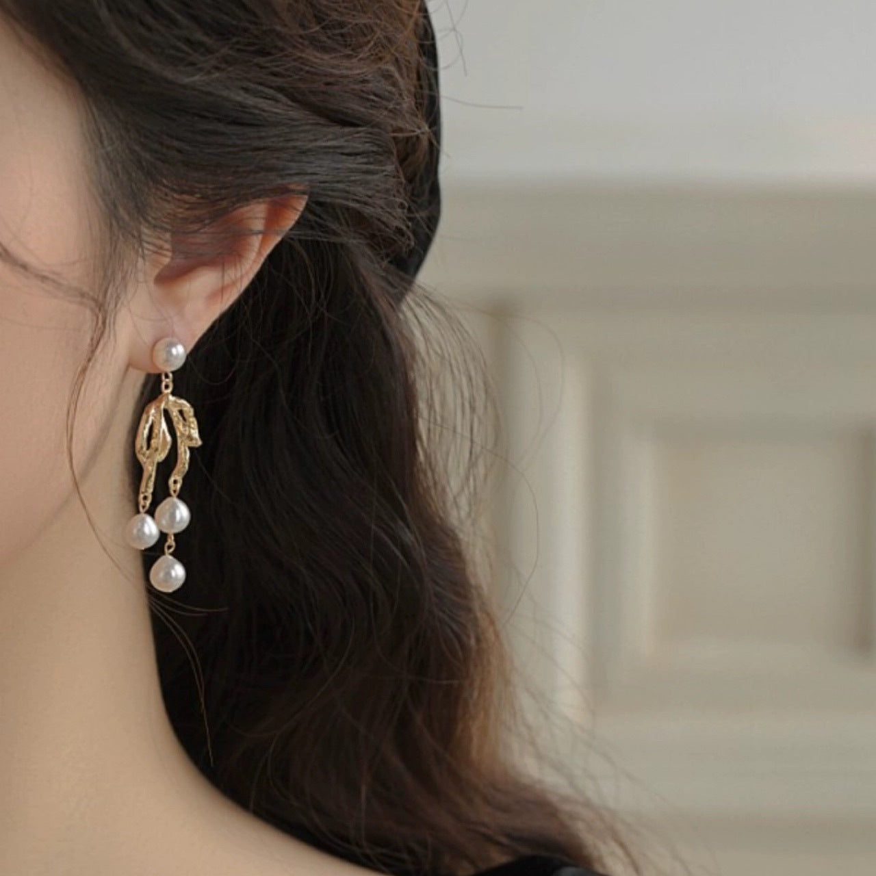 Baroque Freshwater Pearl Bow Drop Earrings for Dailywear/Gift
