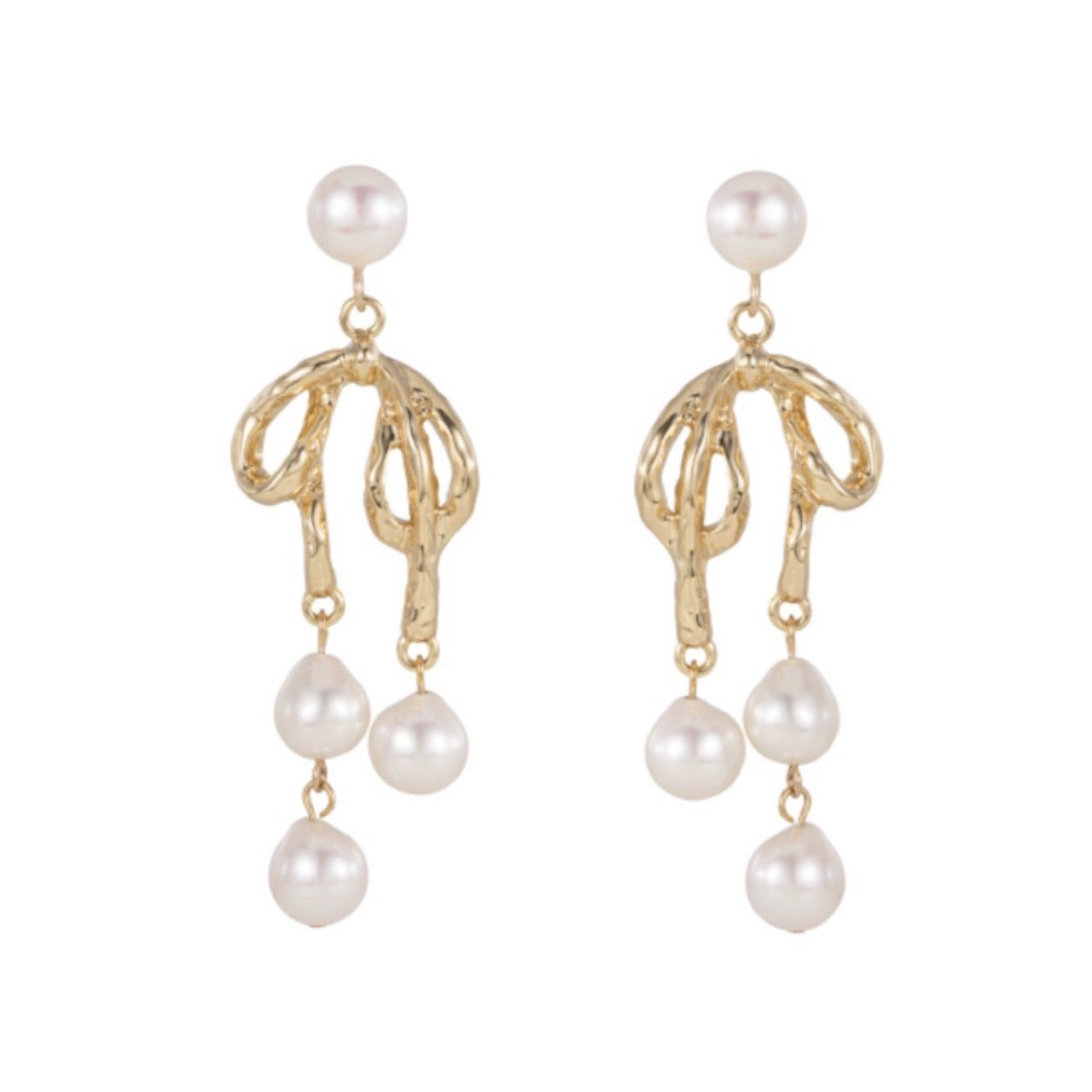 Baroque Freshwater Pearl Bow Drop Earrings for Dailywear/Gift