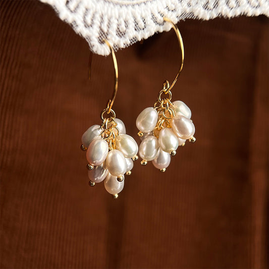 Freshwater Pearl Tassel Earrings – French Wheat Design, 18K Gold Plated