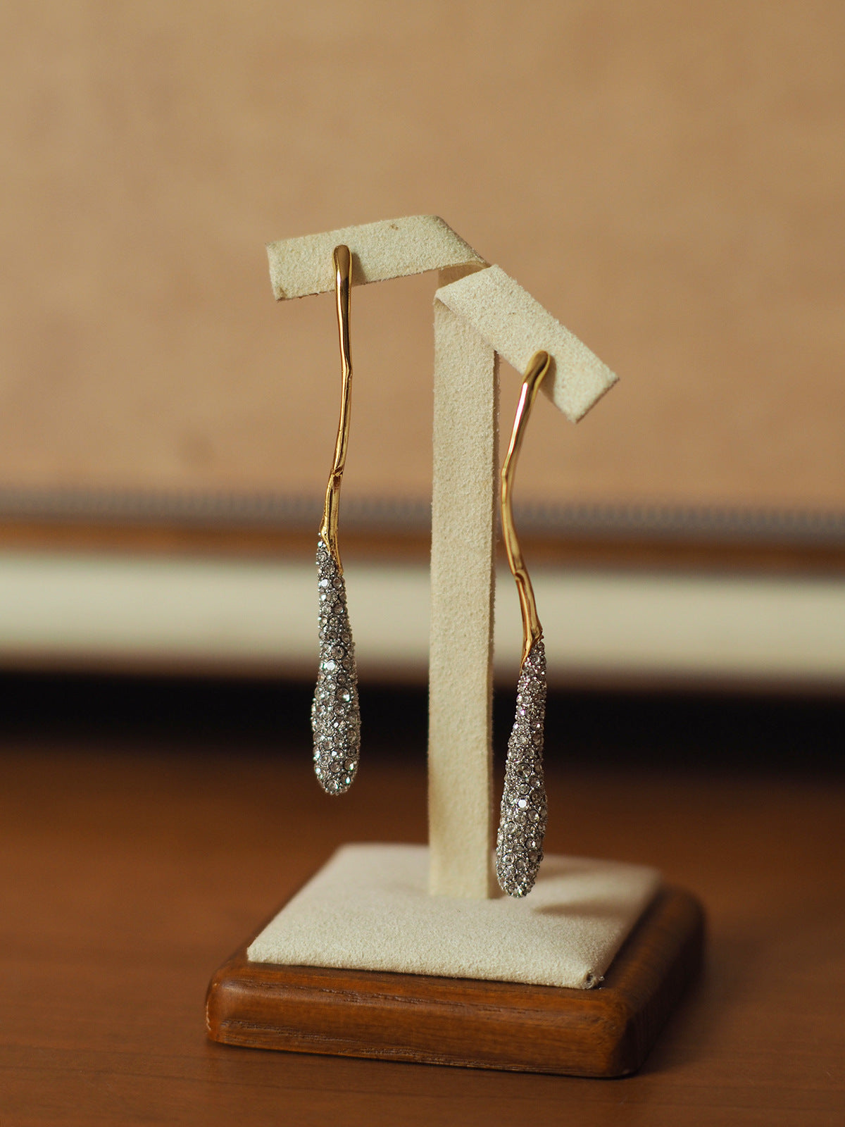 Vintage Gold Rhinestone Long Chain Drop Earrings Bridal & Daily Jewelry