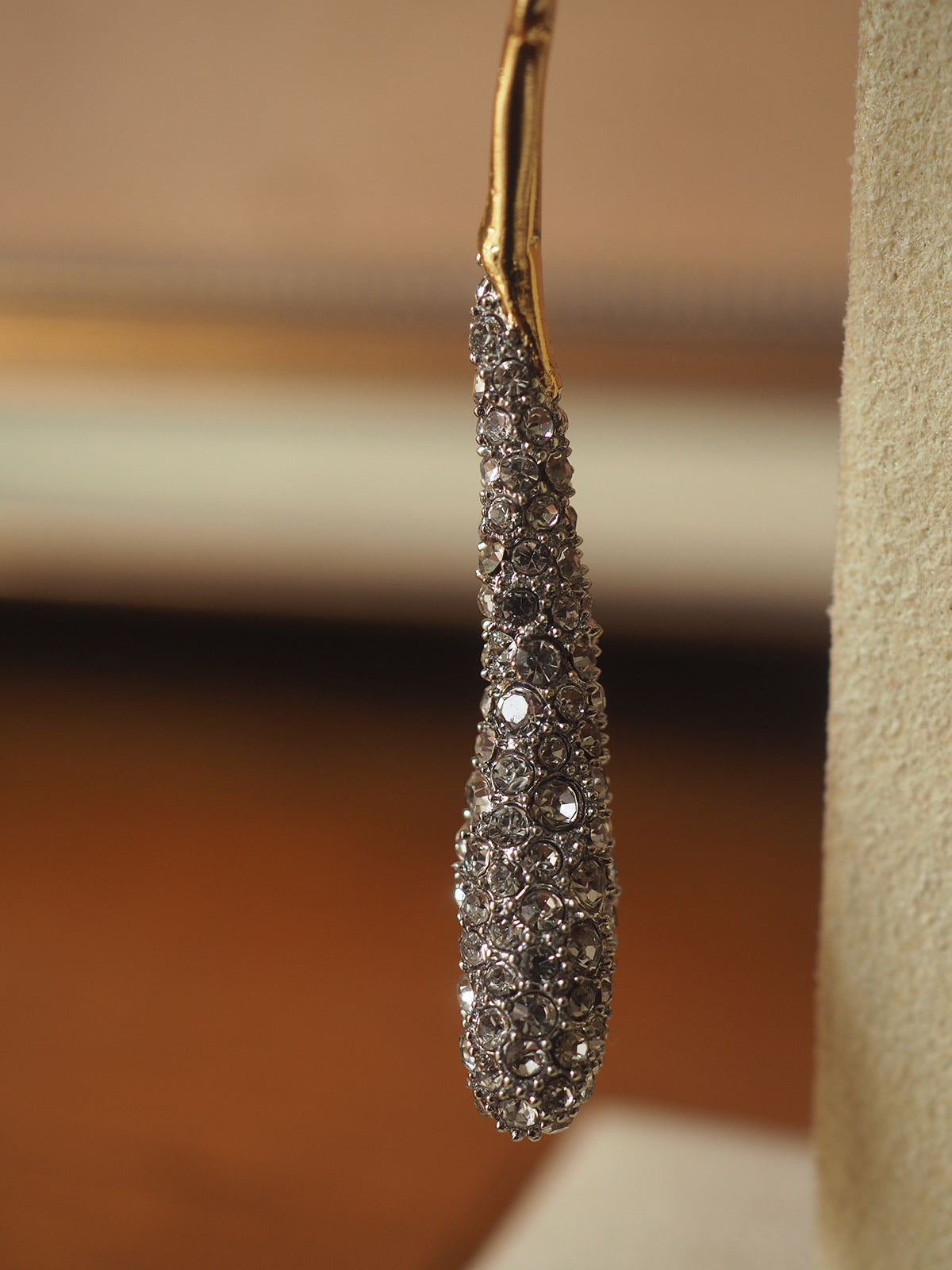 Vintage Gold Rhinestone Long Chain Drop Earrings Bridal & Daily Jewelry