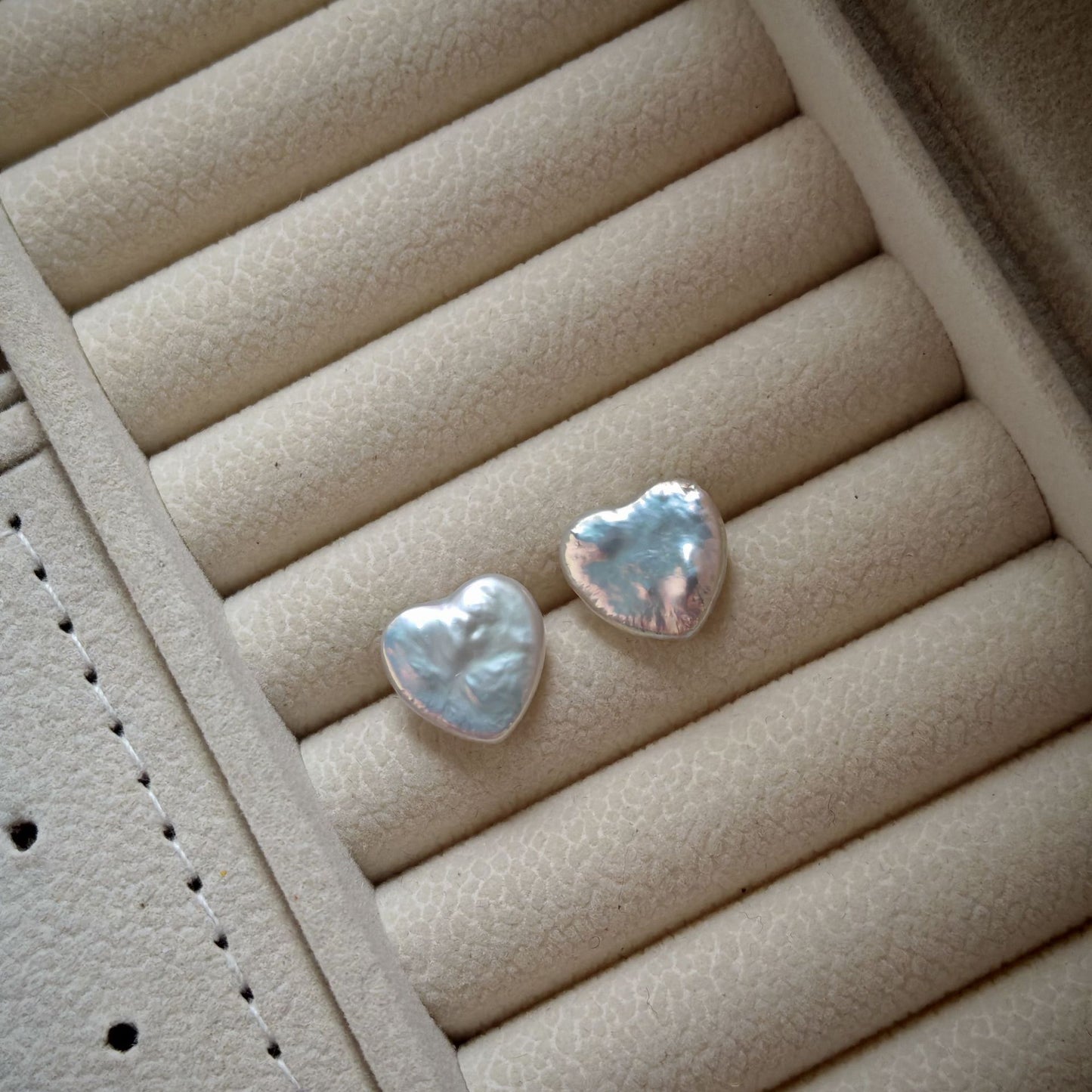 Baroque Heart-shaped Pearl Stud Earrings -Romantic Jewelry in 925 Sterling Silver