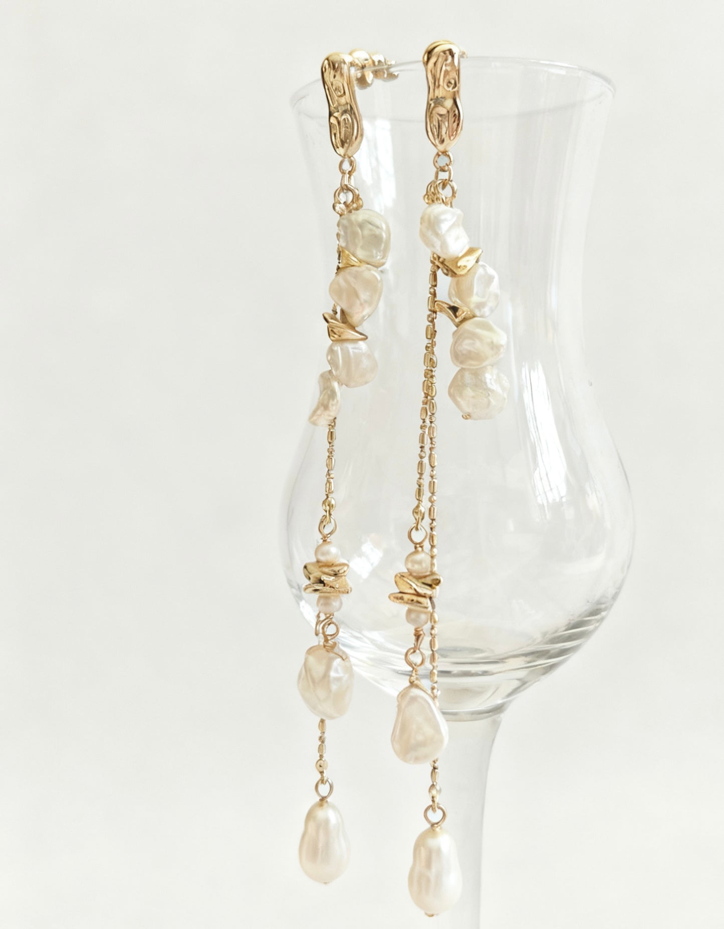Gold Baroque Pearl Long Tassel Drop Earrings – Pearl Jewelry for Women