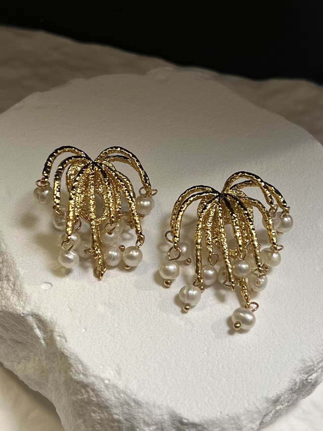 Freshwater Baroque Pearl Firworks Earrings