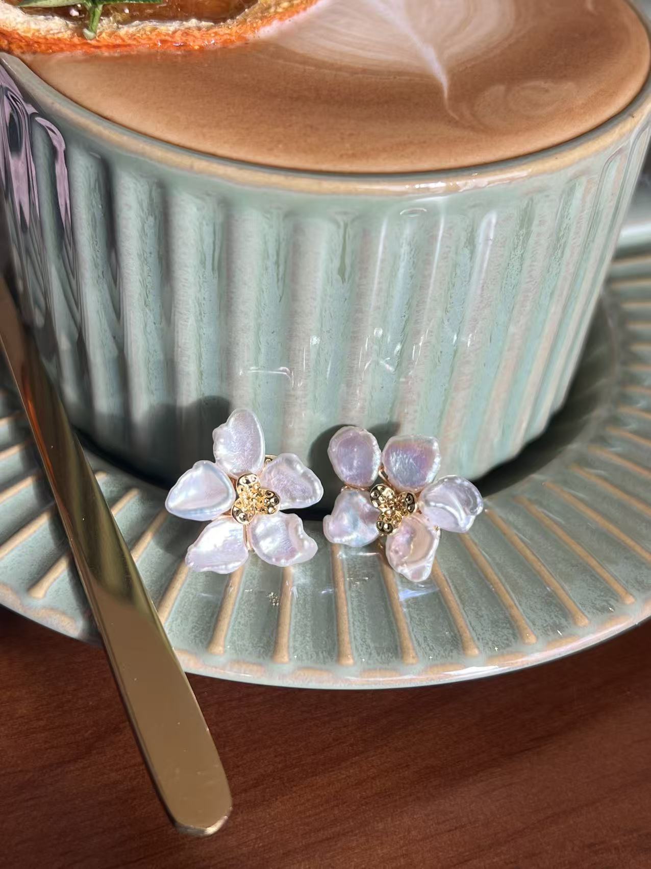 Freshwater Baroque Pearl Flower Earrings