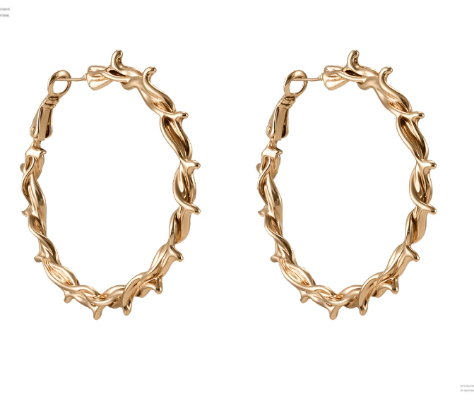 Sunburst C-Hoop Earrings | Gold Statement Hoop Earrings for Women