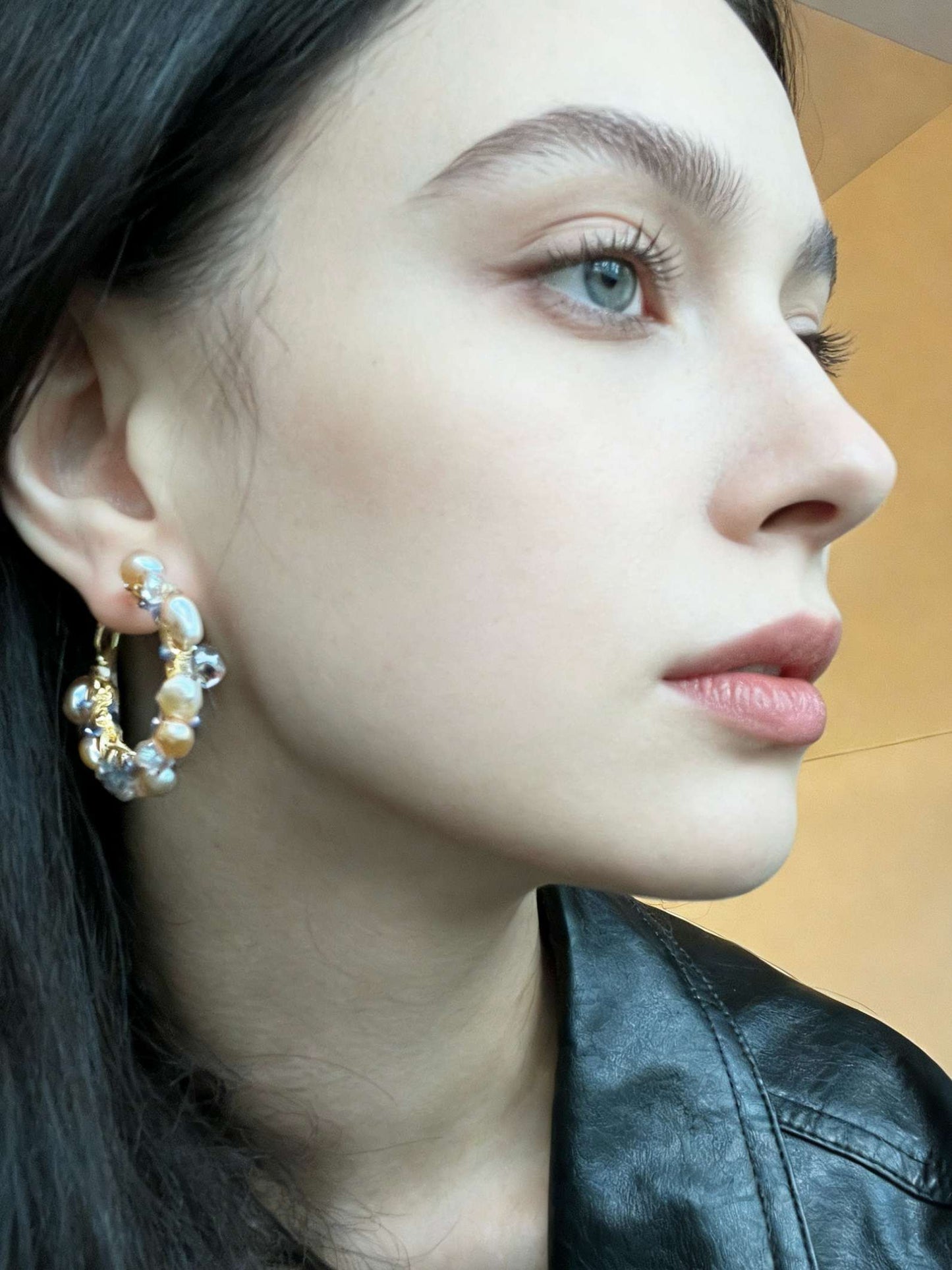 baroque pearl cluster hoop