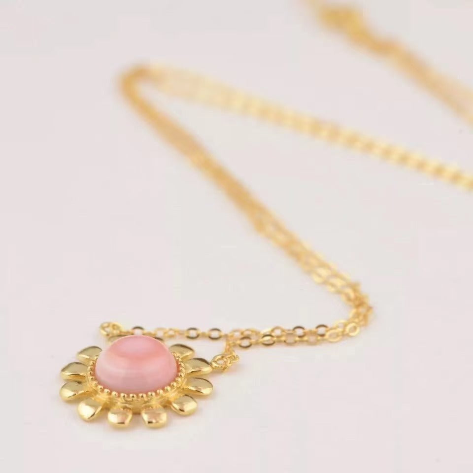Collier long en argent avec tournesol