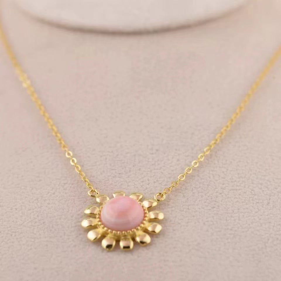 Collier long en argent avec tournesol