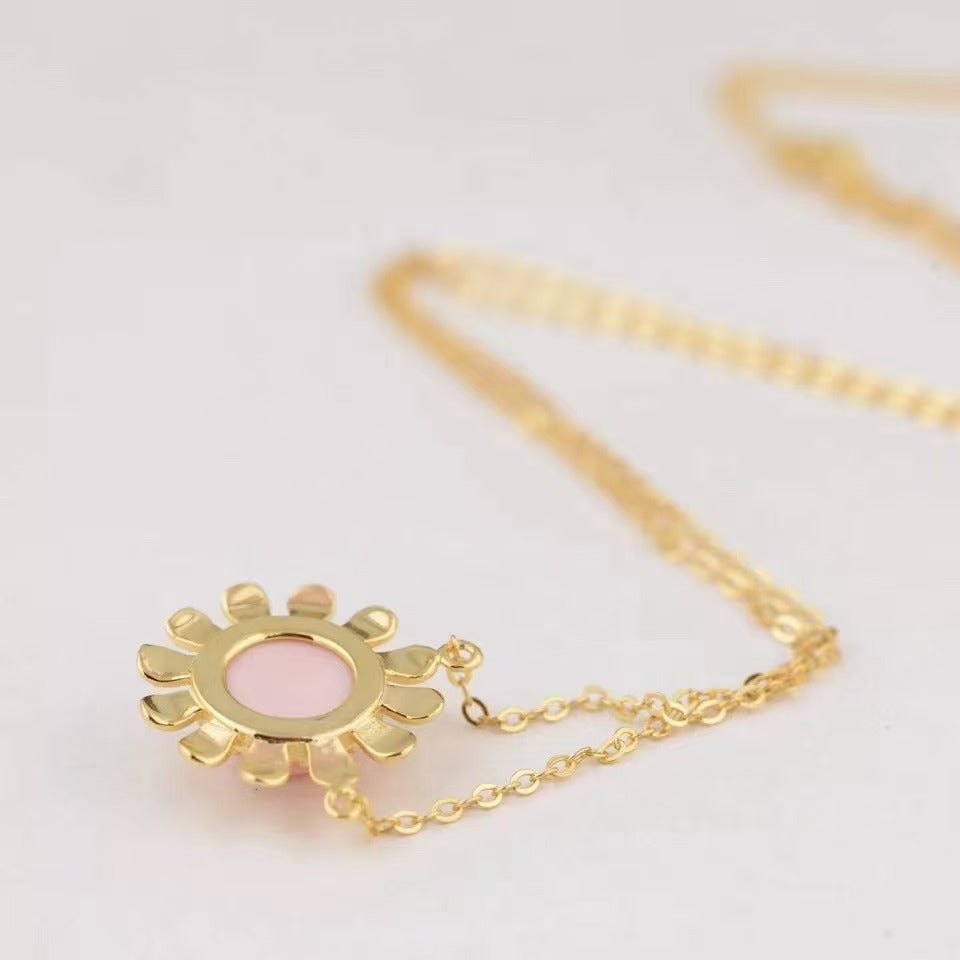 Collier long en argent avec tournesol