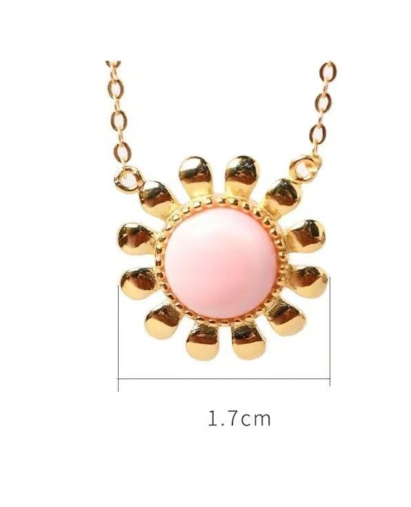 Collier long en argent avec tournesol