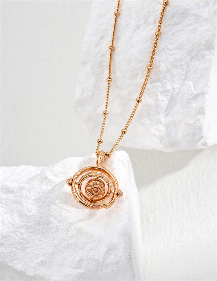 Vintage Round Pendant Necklace for Women, S925 Sterling Silver,for Daily Wear and Special Events
