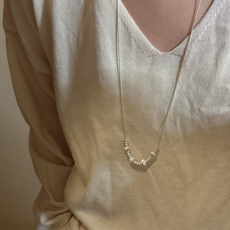 S925 Silver Starry Sky Multi-Wear Pull-Through Snake Chain Necklace Sweater Necklace